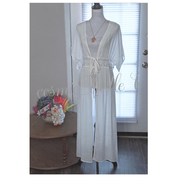 1 left! New Boho Crochet Lace Kimono Swim Cover Up - Picture 8 of 12